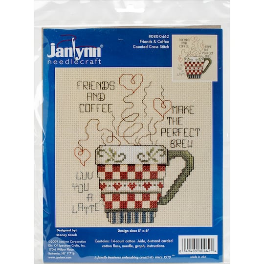 Janlynn&#xAE; Friends &#x26; Coffee Mini Counted Cross Stitch Kit